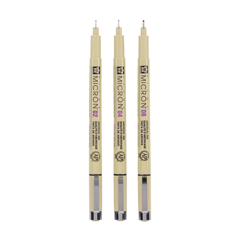 Sakura Pigma Micron Black, 3-sett