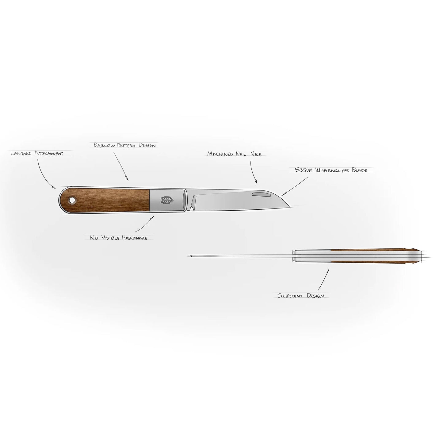 The James Brand The Wayland Straight, Rosewood / Damasteel