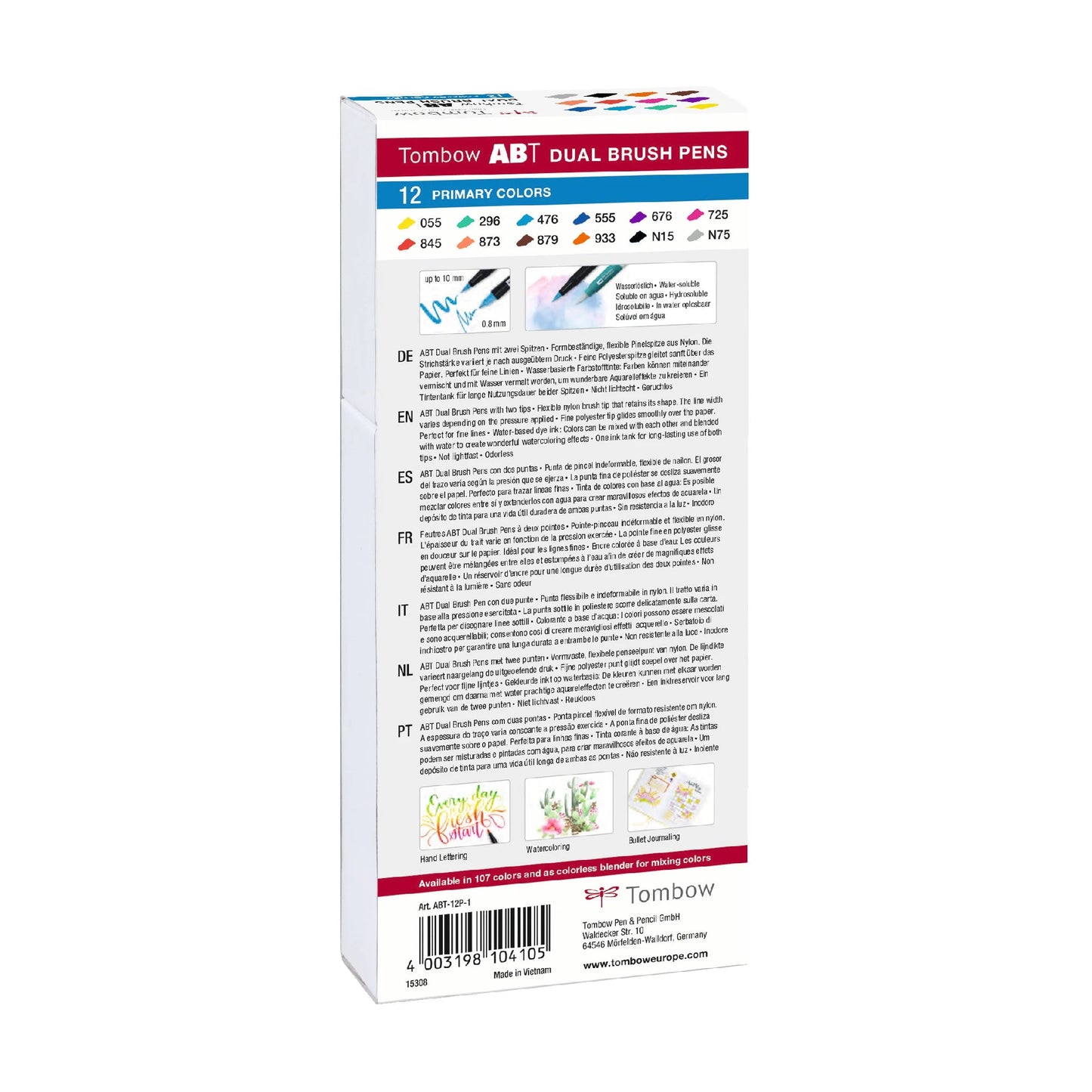 Tombow ABT Dual Brush 12P-1 Basic (Sett med 12 Farger)