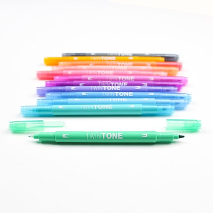 Tombow Marker TwinTone pastel 0.3/0.8mm, 12-pakk