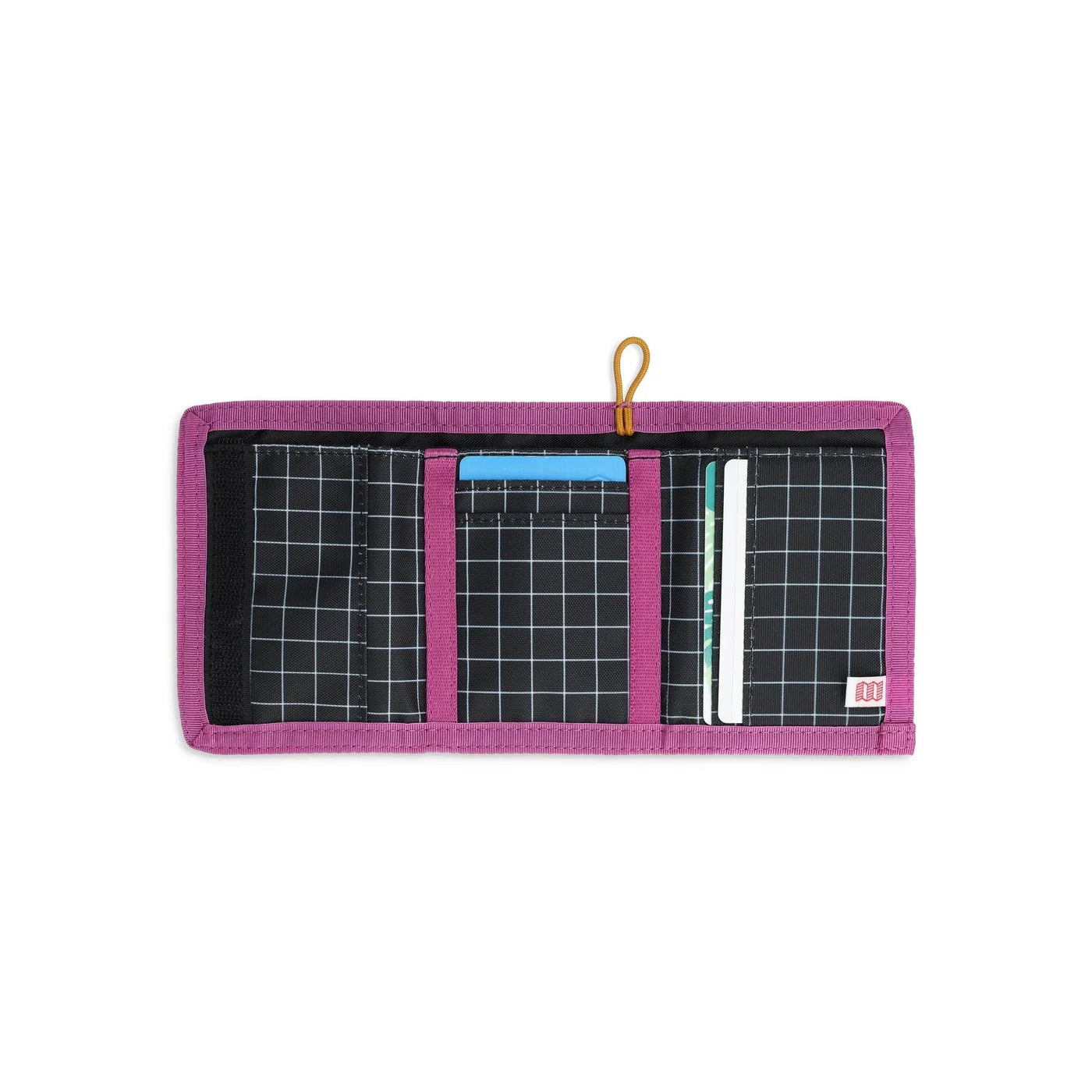 Topo Designs Tri-Fold Wallet, Black / White Grid Print