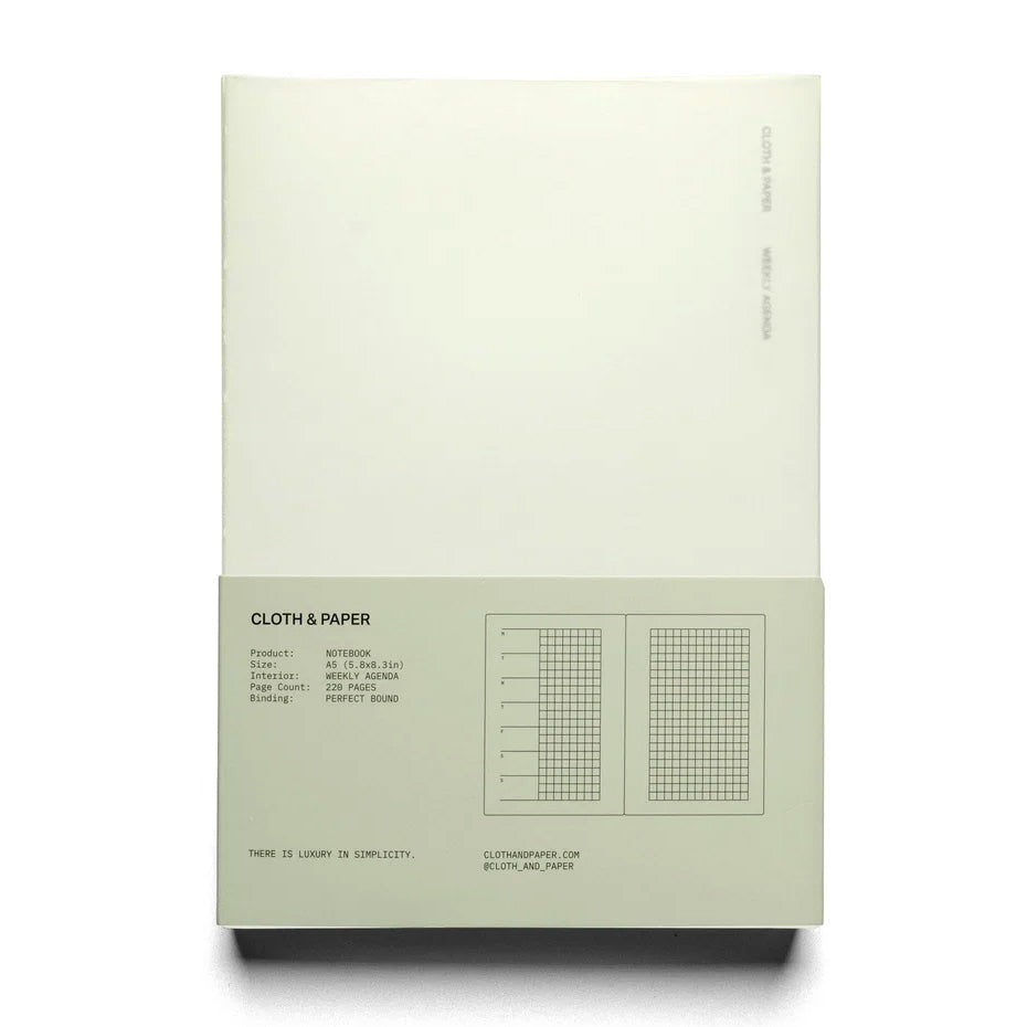 Cloth & Paper Perfect Bound Notebook A5, Weekly Graph Matcha