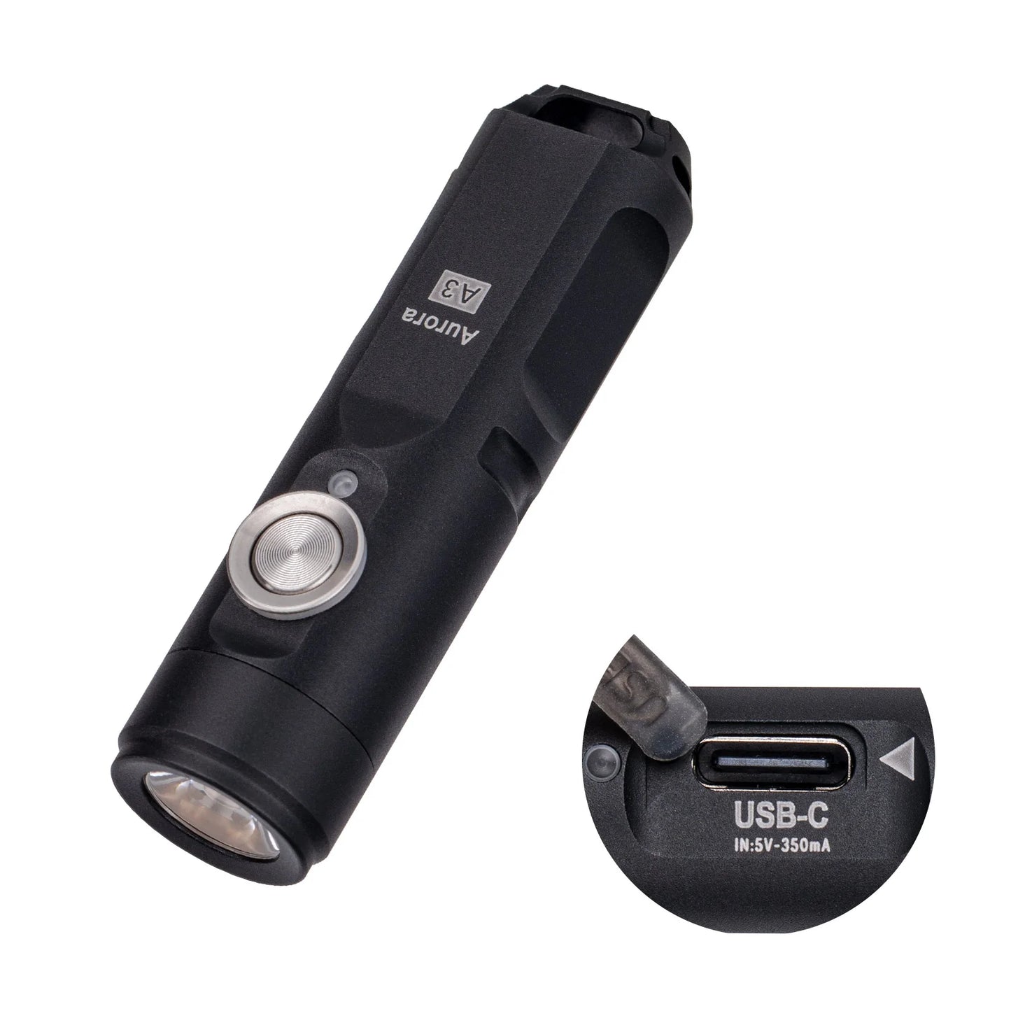 RovyVon Aurora A3 (G4) USB-C Keychain Flashlight 6500K, Black