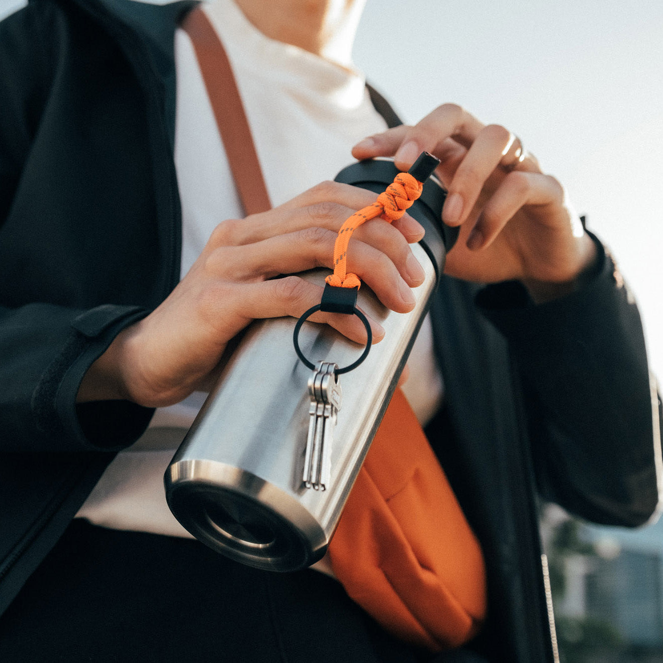 Orbitkey Urban Loop Keychain, Tangerine