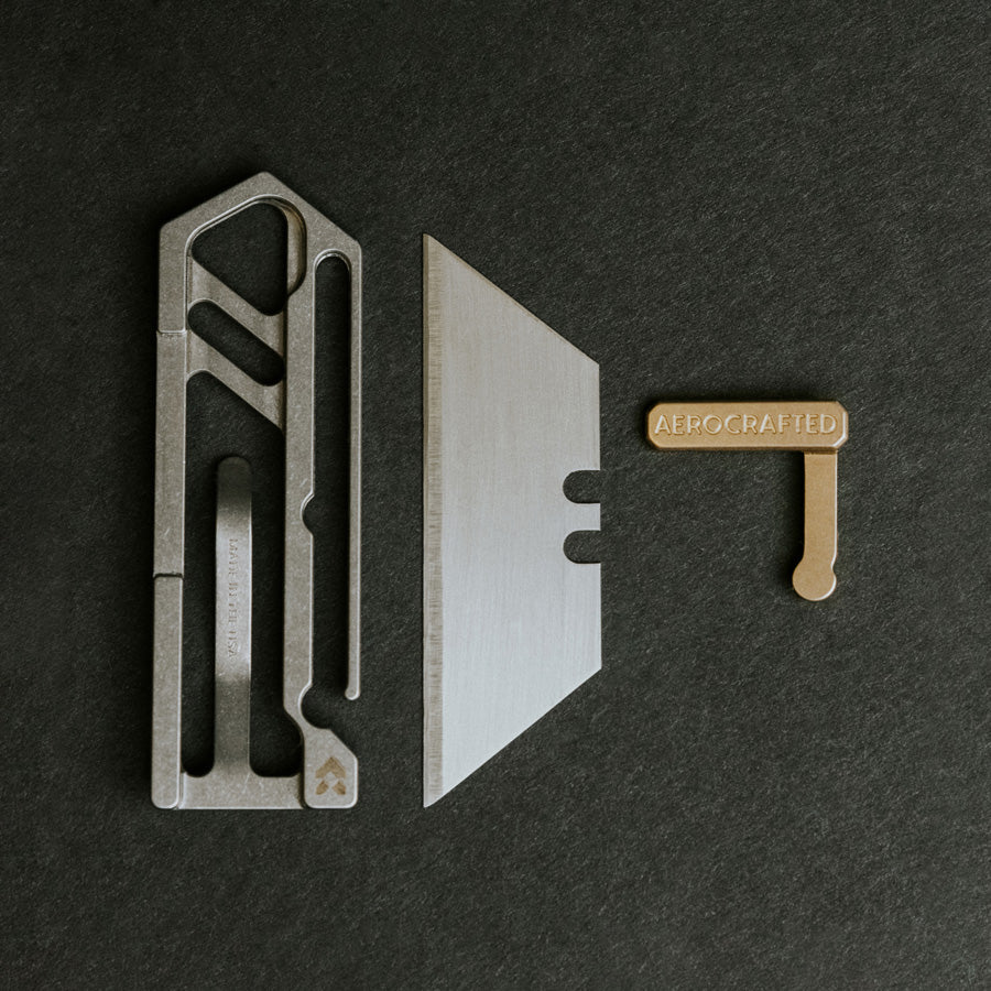 Aerocrafted Sideslip Utility Knife Titanium/Bronze, Left-handed