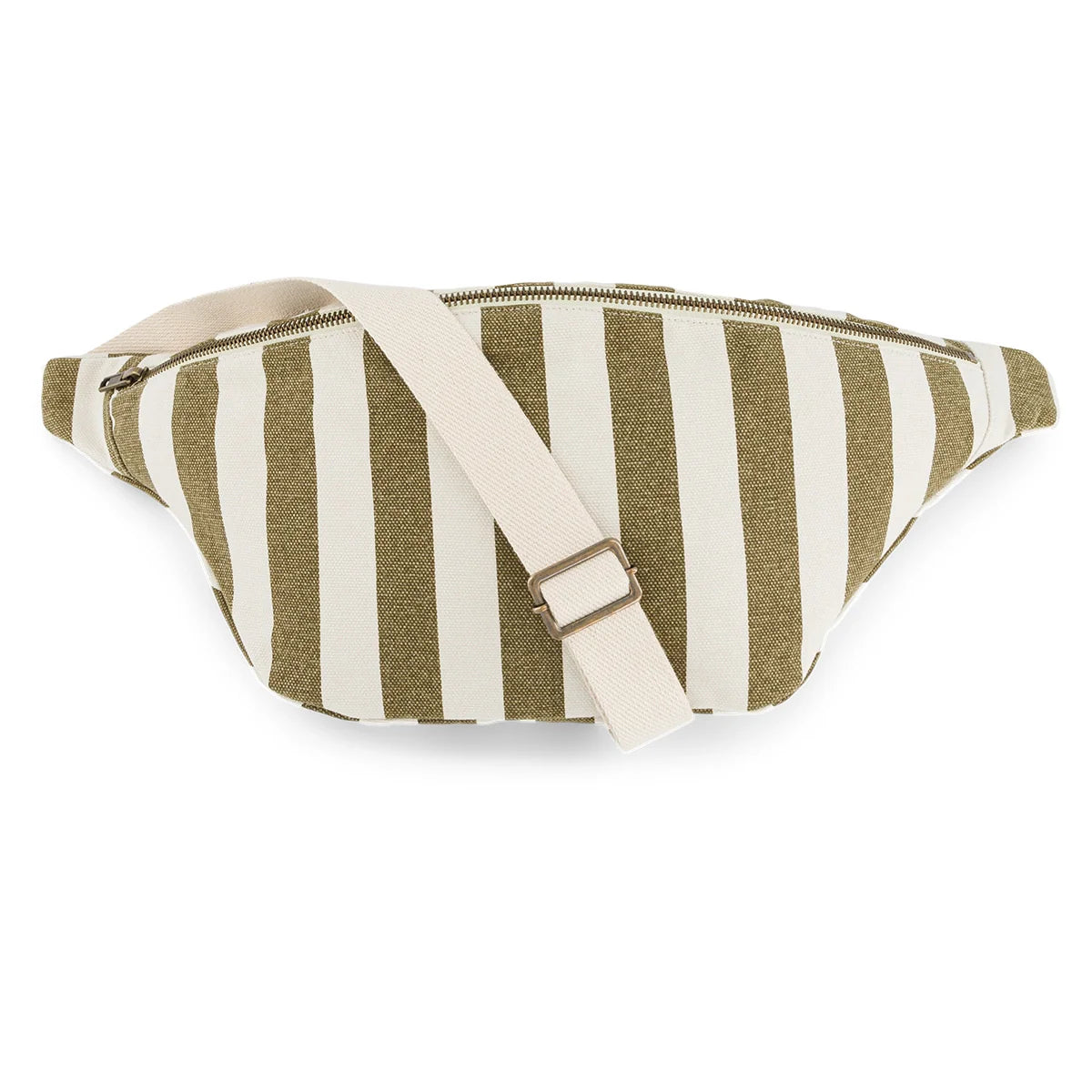Rose in April Bum Bag Stripes, Olive / Natural
