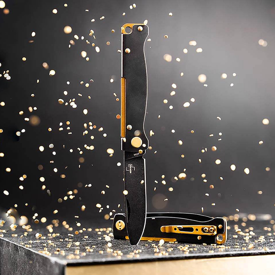 Böker Plus Atlas Black Stonewash Brass
