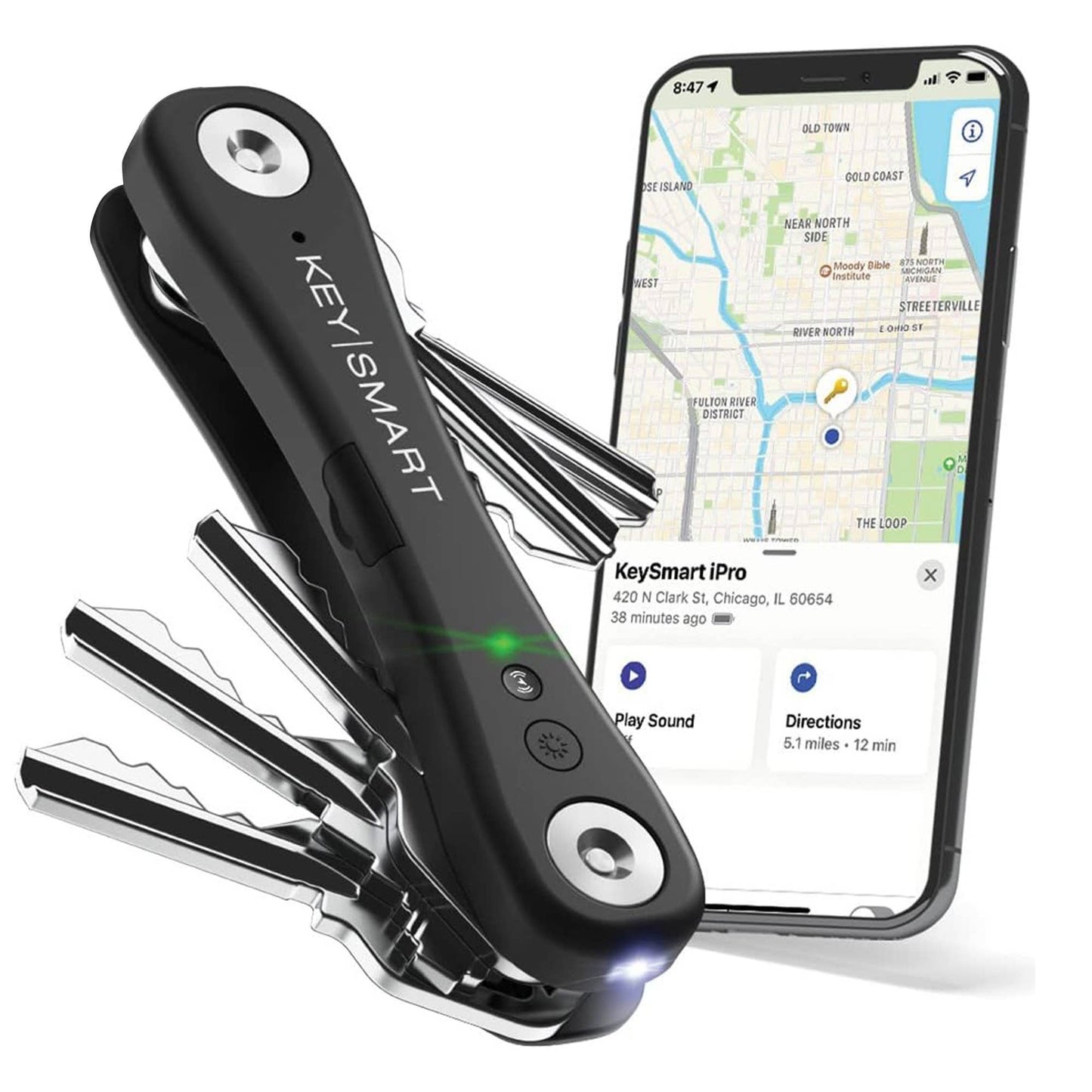 KeySmart® iPro Works with Apple Find My, Black