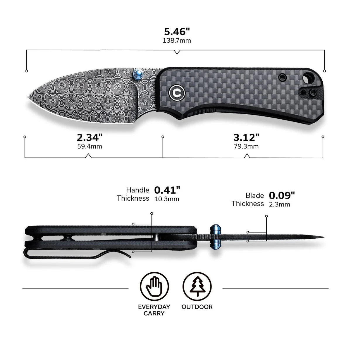 Civivi Baby Banter G10, Twill Carbon Fiber