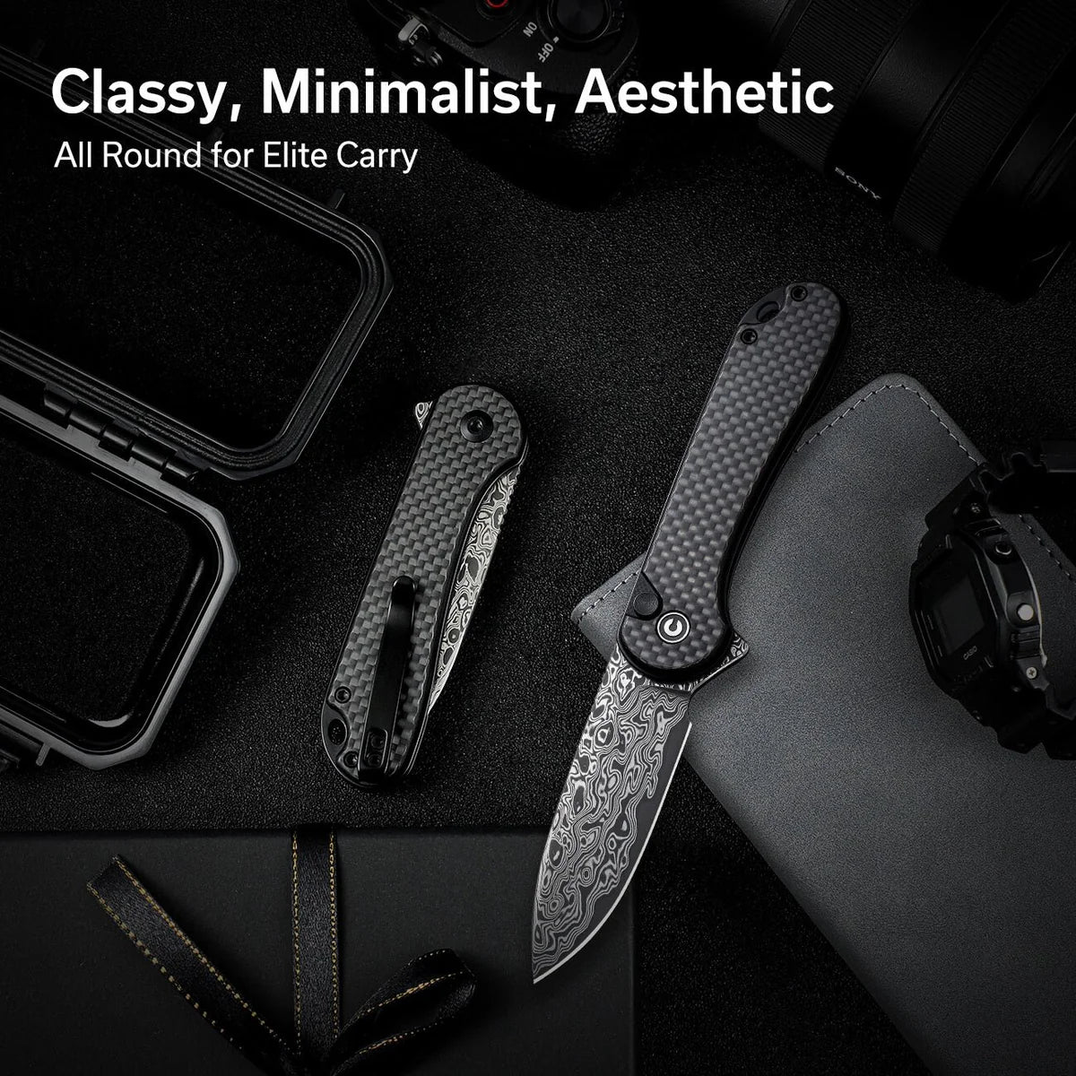 Civivi Button Lock Elementum II, Twill Carbon Fiber