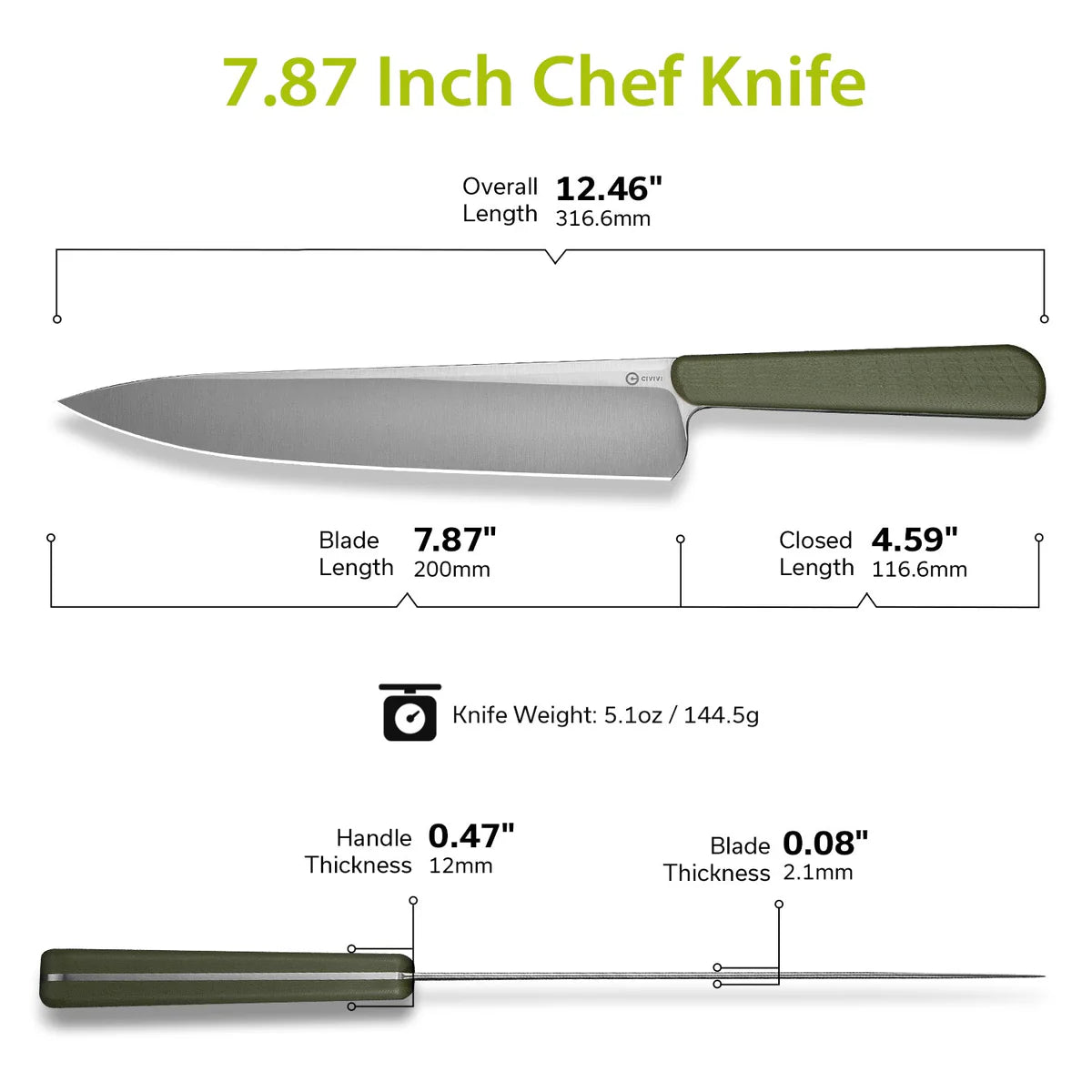 Civivi Cibus, Milled OD Green G10 / Satin Finished