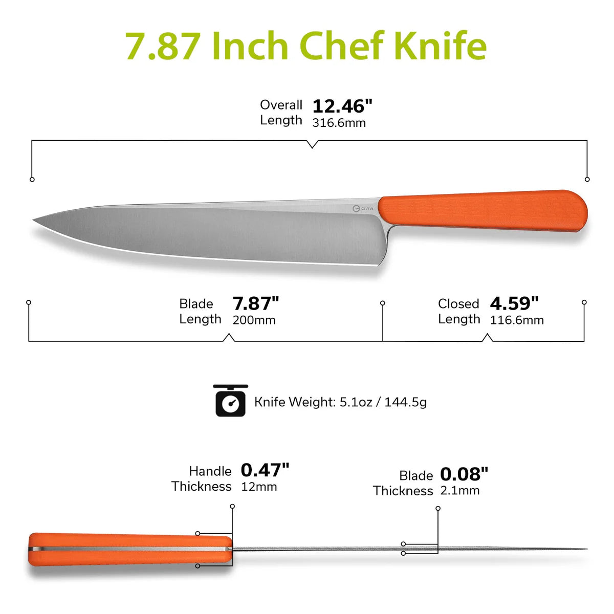 Civivi Cibus, Milled Orange G10 / Satin Finished