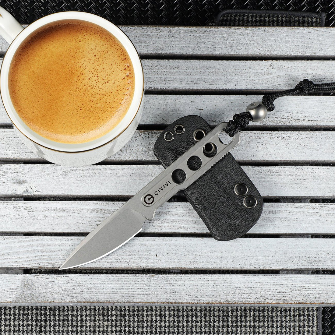 Civivi Circulus, Skeletonized One-Piece Stonewashed