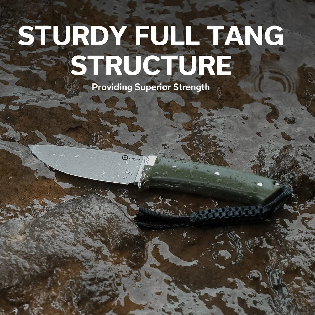 Civivi Cloud Peak Fixed Blade, OD Green G10 NickelSilver Guard / Satin
