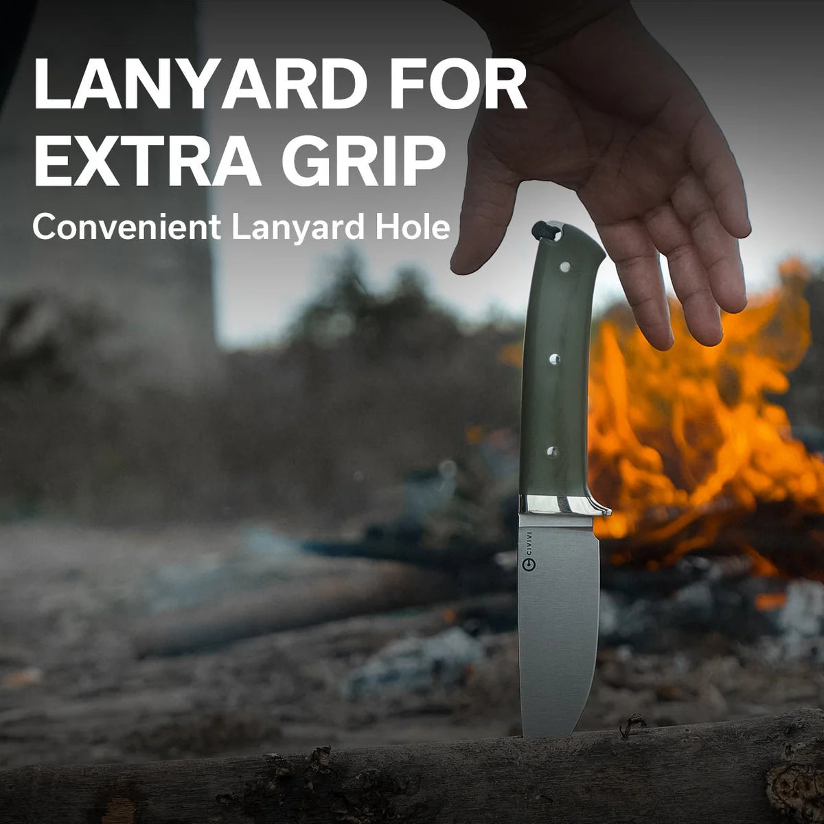 Civivi Cloud Peak Fixed Blade, OD Green G10 NickelSilver Guard / Satin