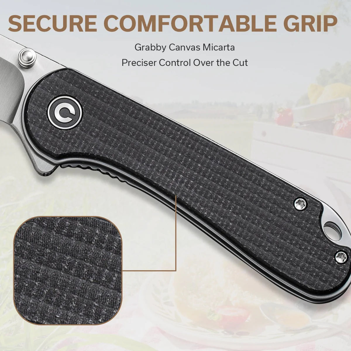 Civivi Elementum, Black Canvas Micarta Wharncliffe