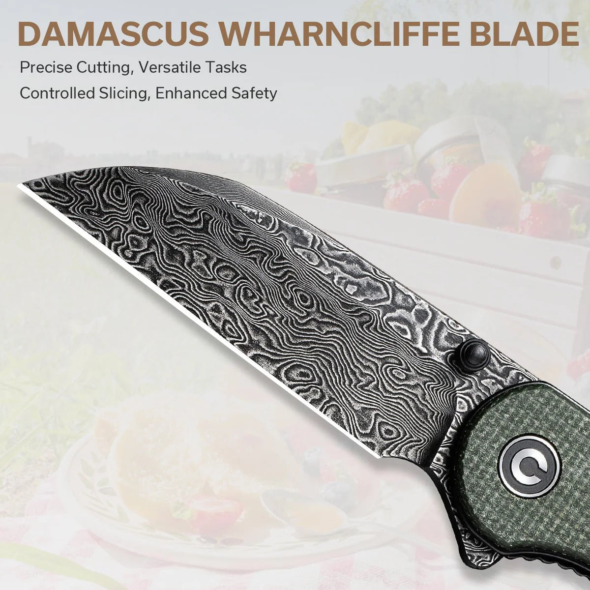 Civivi Elementum, Green Canvas Micarta Wharncliffe