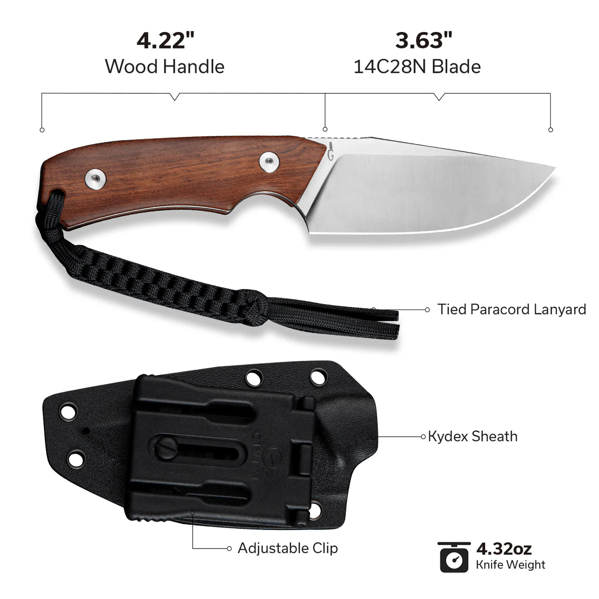 Civivi Gander, Guibourtia Wood / Satin Finished