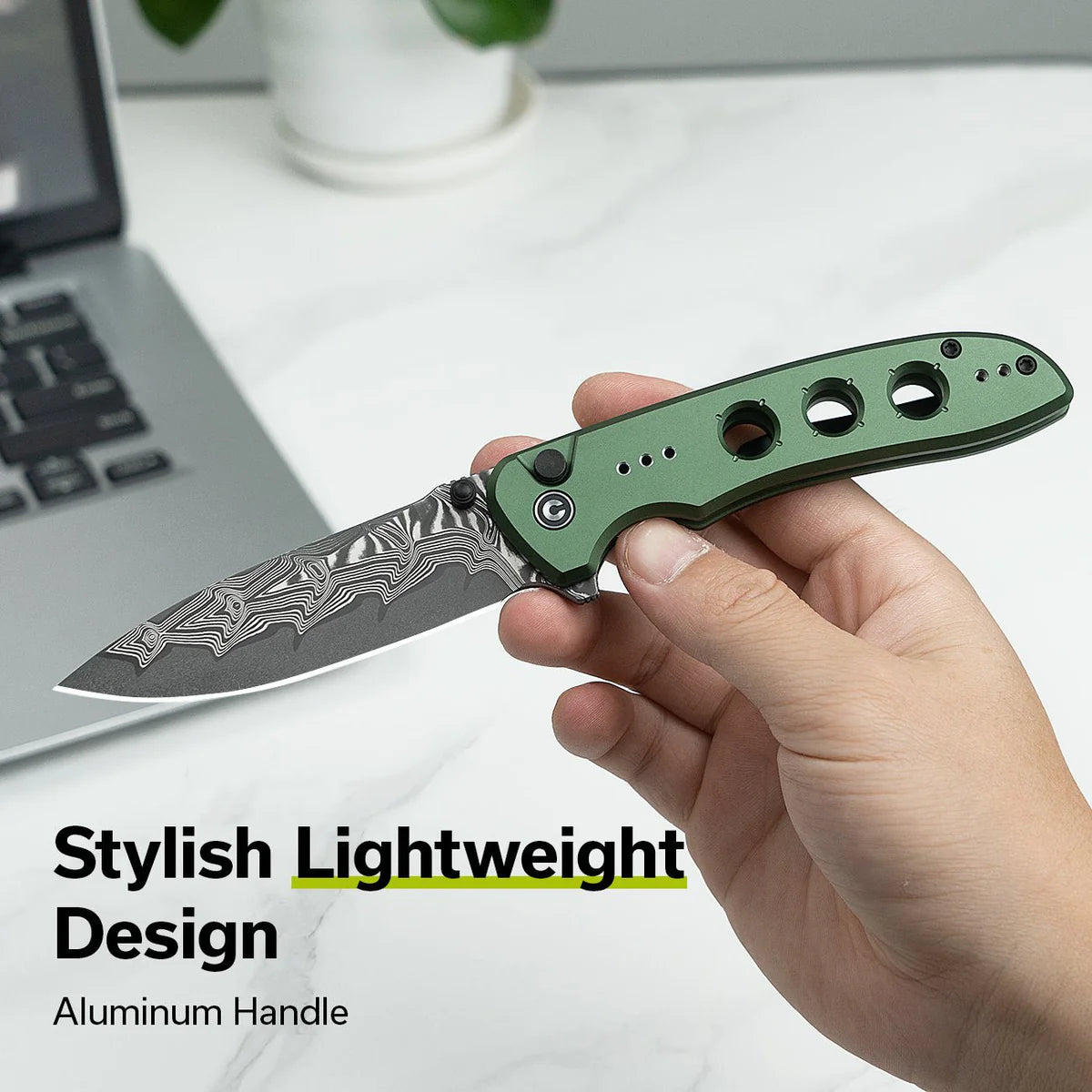 Civivi Hyperpulse, Green / Damascus Blade