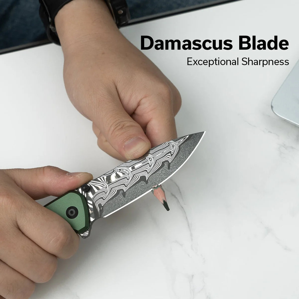 Civivi Hyperpulse, Green / Damascus Blade