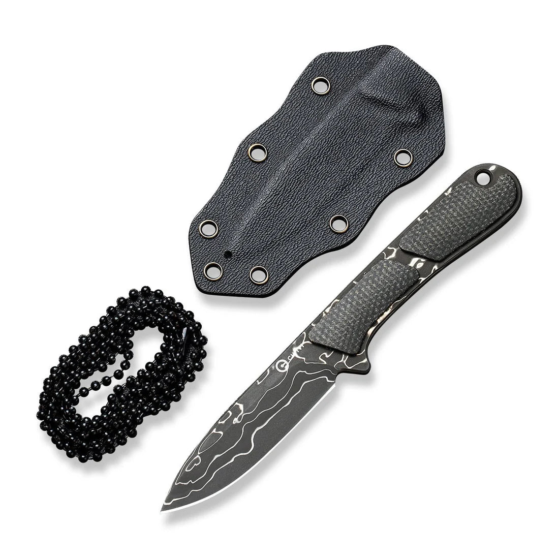 CIVIVI Mini Elementum Fixed Blade, Dark Green Micarta / Damascus