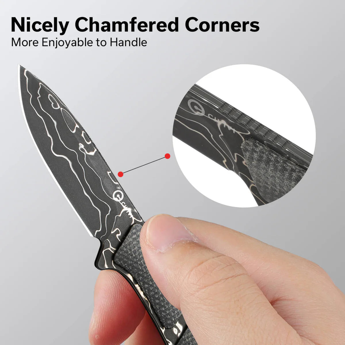 CIVIVI Mini Elementum Fixed Blade, Dark Green Micarta / Damascus