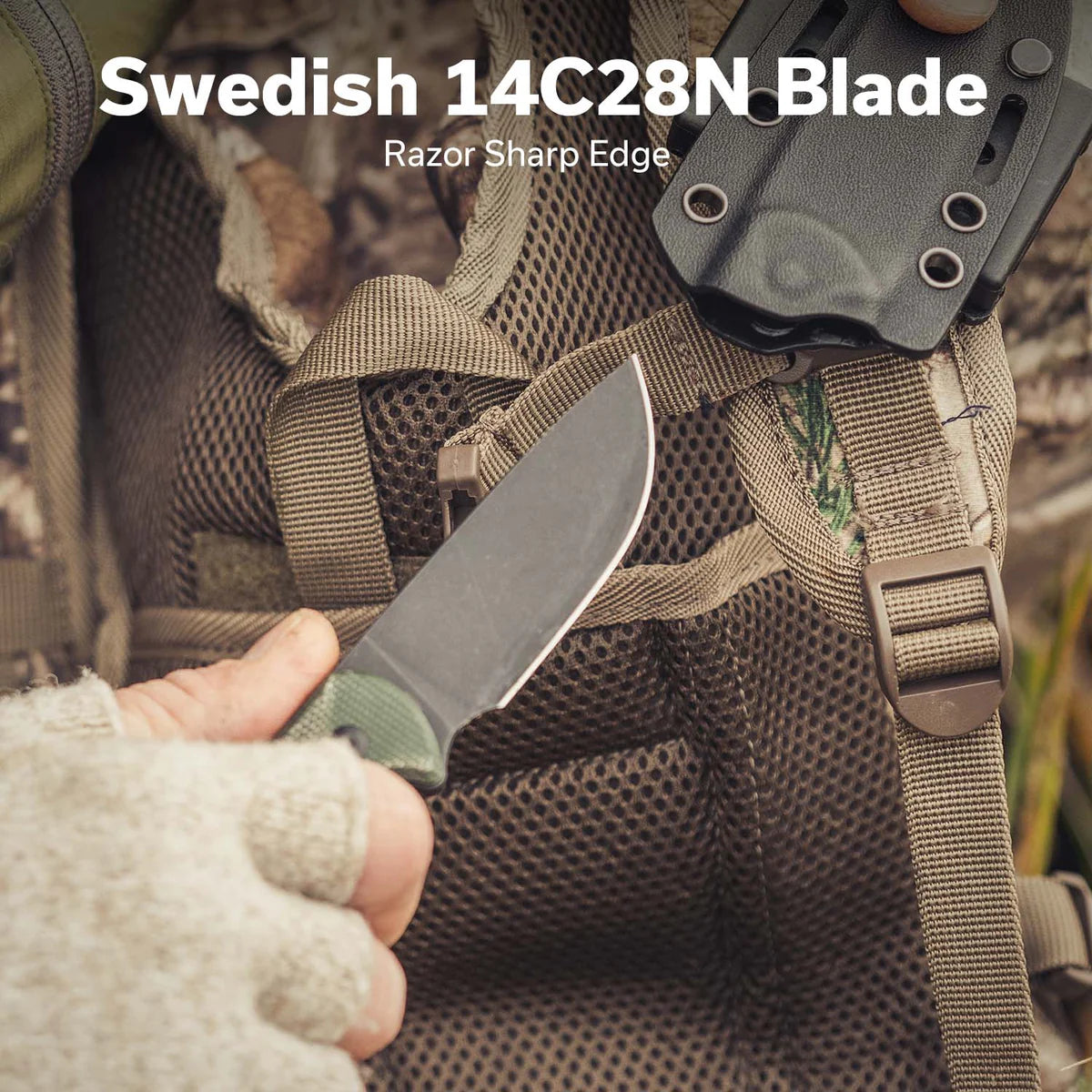 Civivi Timberbark Fixed Blade, Green Micarta / Black Stonewashed