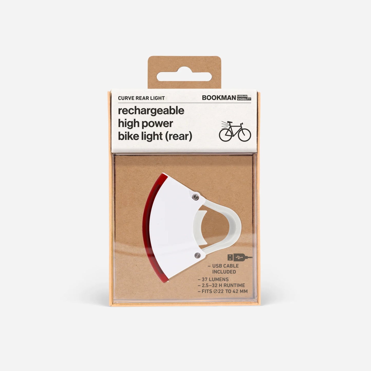 Bookman Urban Visibility Curve Rear Bike Light, White