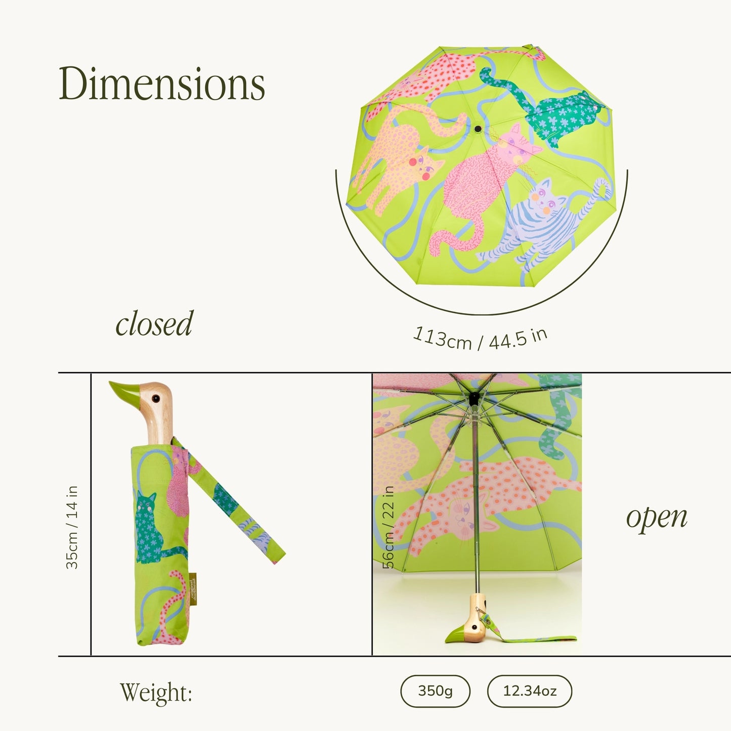 Original Duckhead Duck Umbrella, Lime Arty Cats