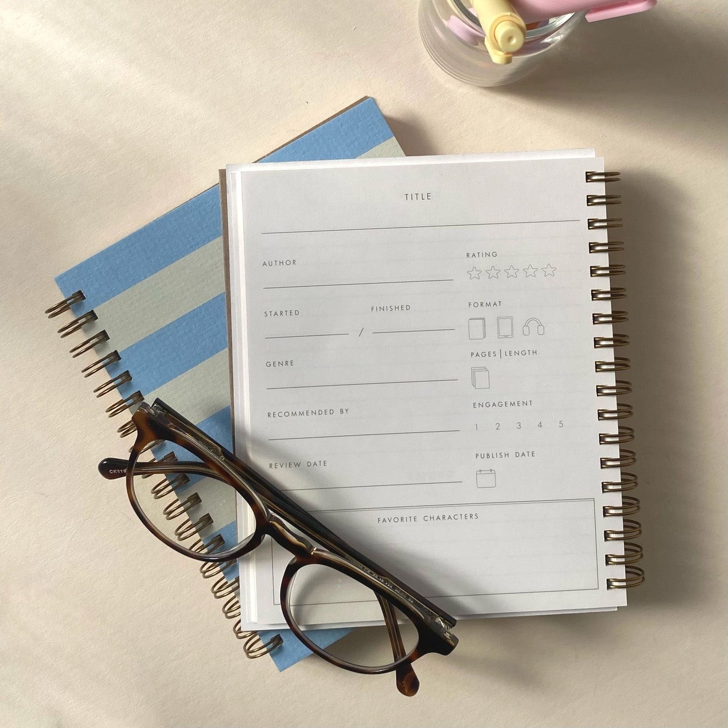 Ruff House Print Shop Striped Book Log Journal, Aloe