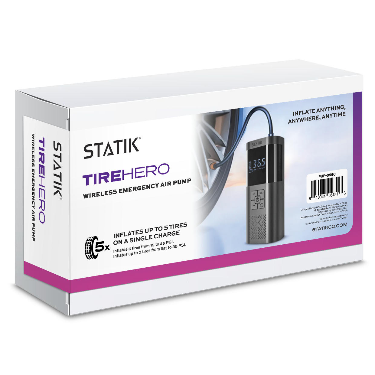 Statik® TireHero Wireless Air Pump, Black
