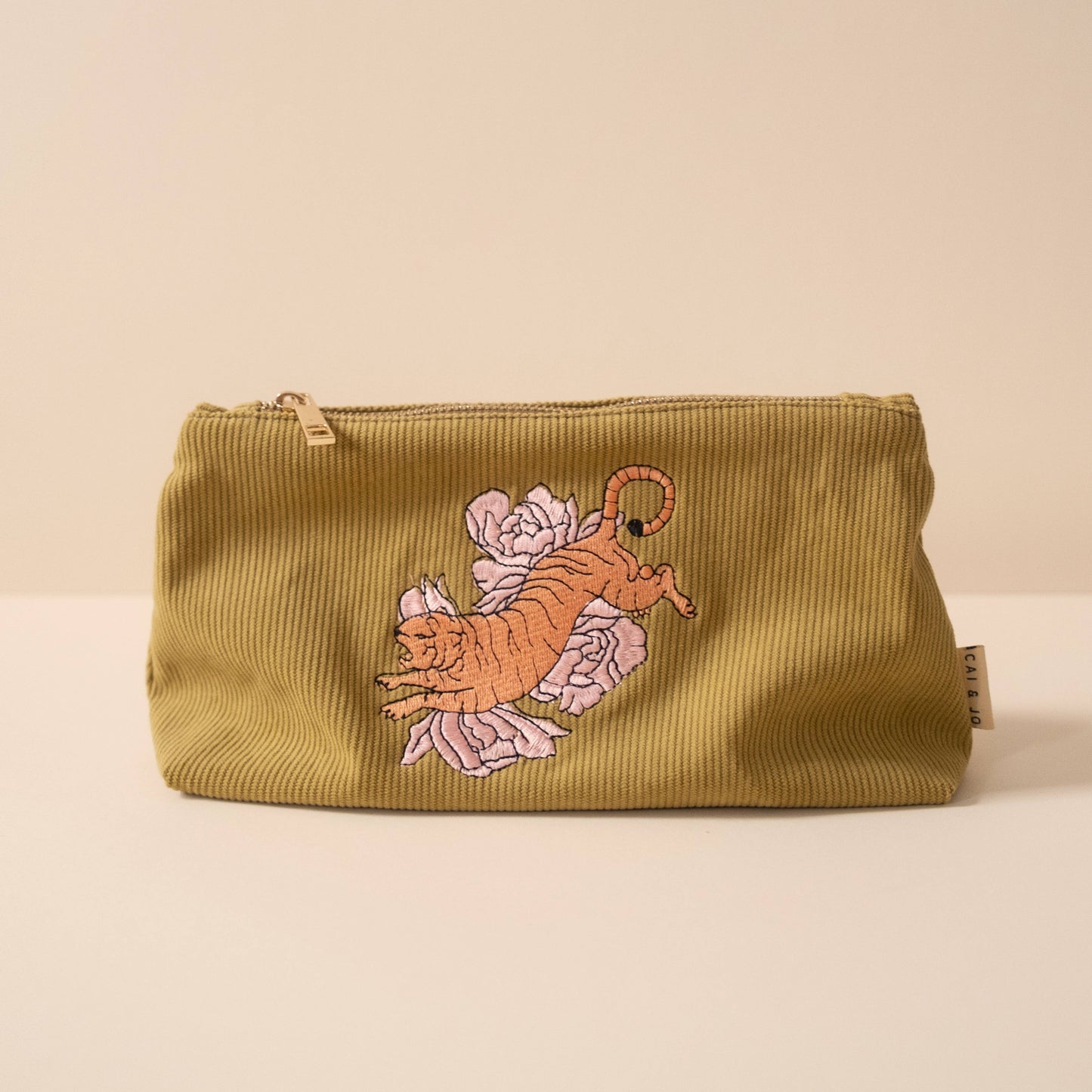 Cai & Jo Medium Corduroy Pouch, Olive