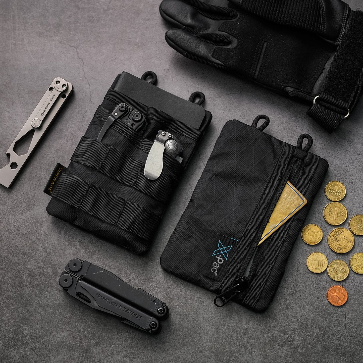 Viperade VE3 EDC Tool Organizer Pocket Pouch, X-PAC Black
