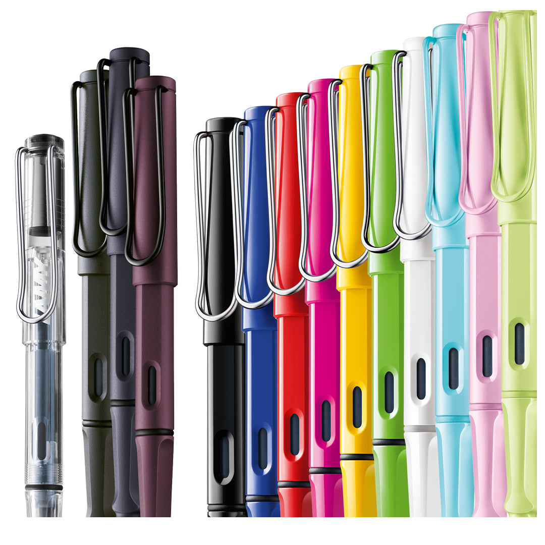 Fargeutvalg i LAMY safari-serien. Produktets farge fremgår av hovedbildet.