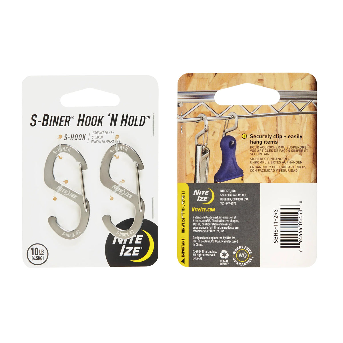 Nite Ize S-Biner® Hook 'N Hold™ S-Hook, Small 2 Pack