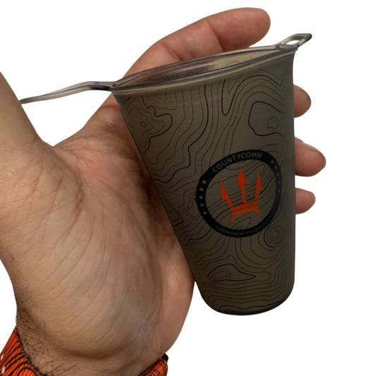 CountyComm Travelers Flat-Pack Cup by Maratac® - Crush Proof ( BPA & PVC Free ), Black Topo