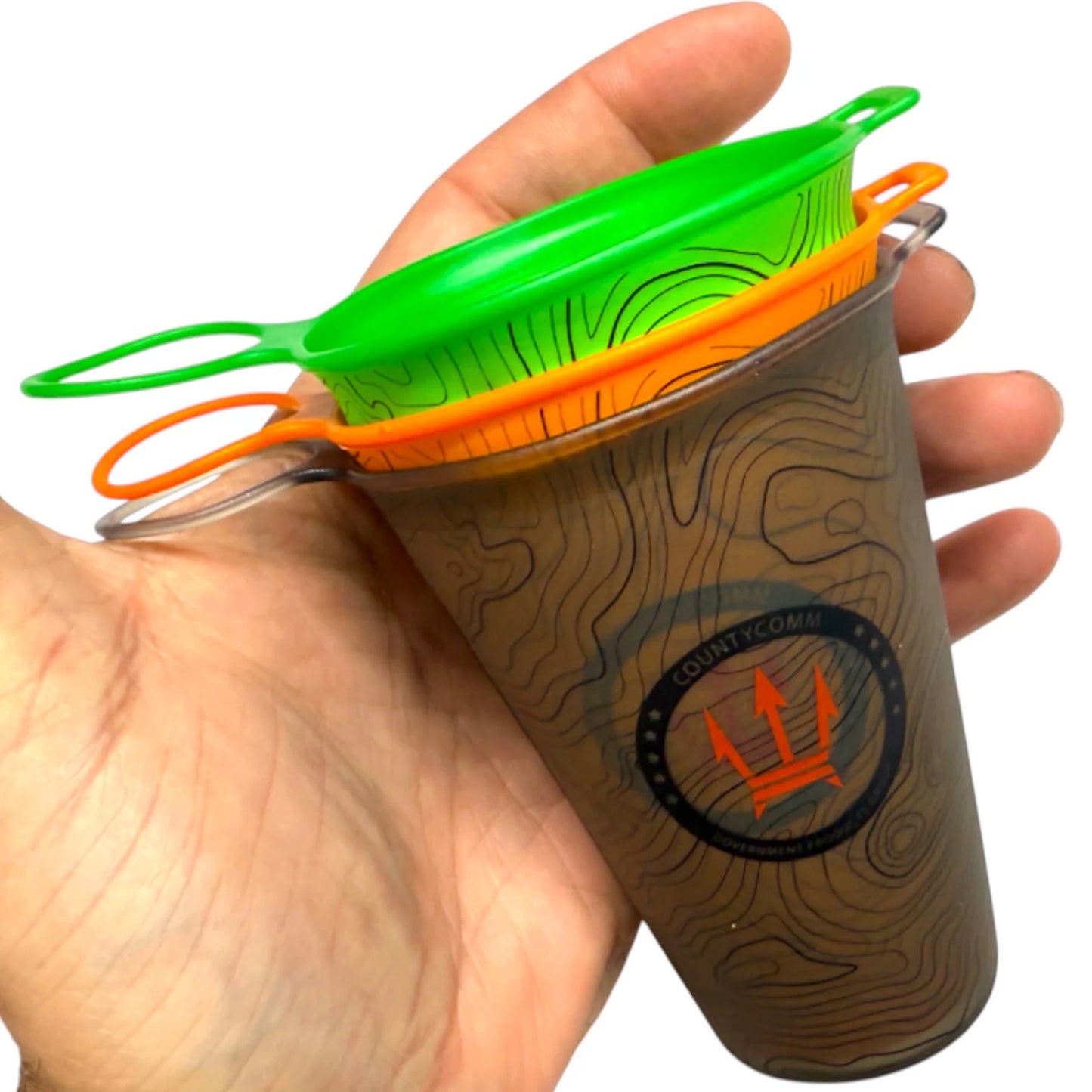 CountyComm Travelers Flat-Pack Cup by Maratac® - Crush Proof ( BPA & PVC Free ), Black Topo