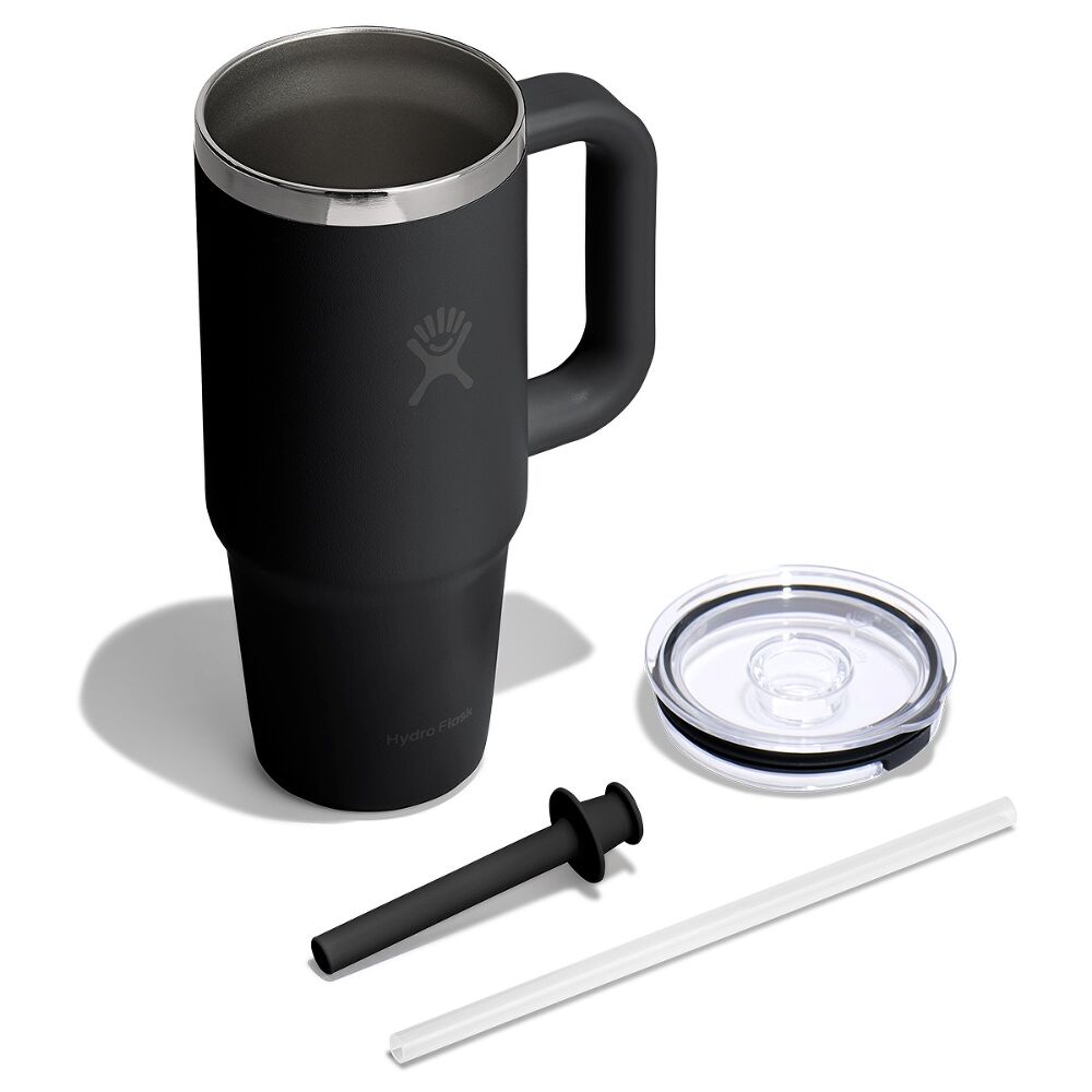Hydro Flask Travel Tumbler Clear Lid 24oz, Tonal Black