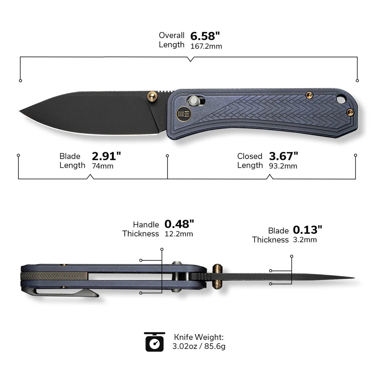 WEKNIFE Bougie Banter, Upscale Art Deco Blue Titanium / Black Stonewashed
