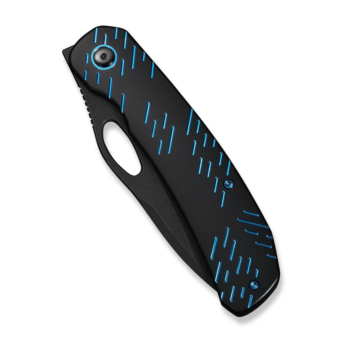 WEKNIFE Inmate, Black Titanium With Blue Raindrops / Black Stonewashed