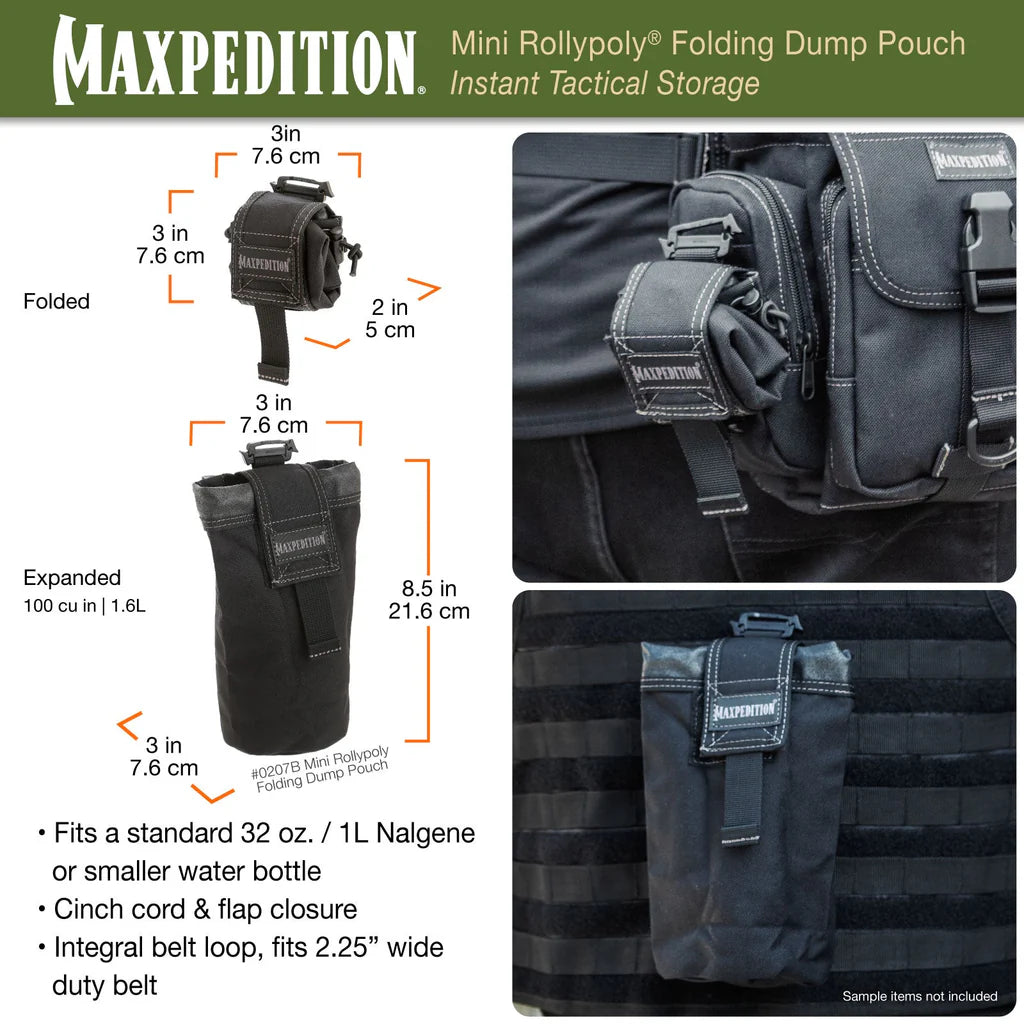 Maxpedition Mini Rollypoly Folding Dump Pouch, Black