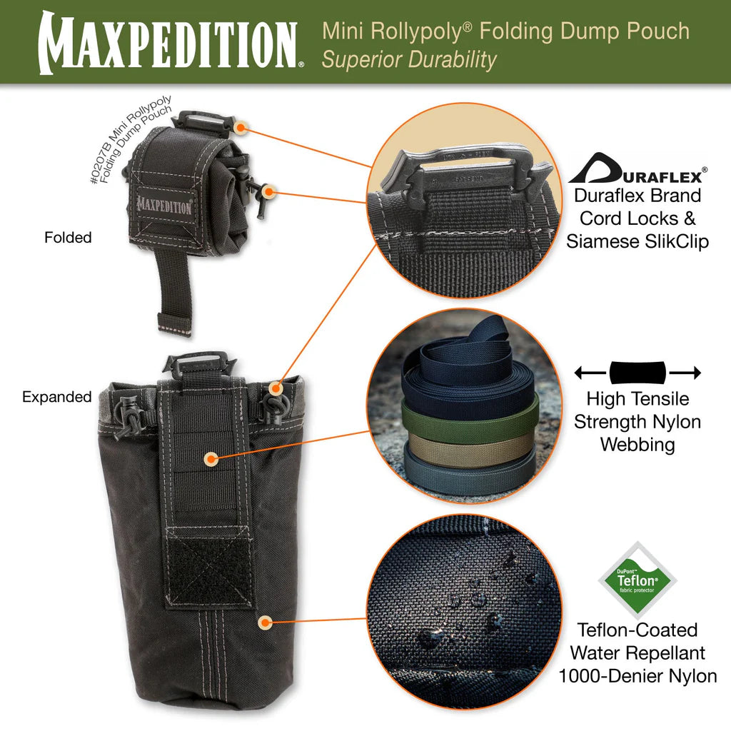 Maxpedition Mini Rollypoly Folding Dump Pouch, Black