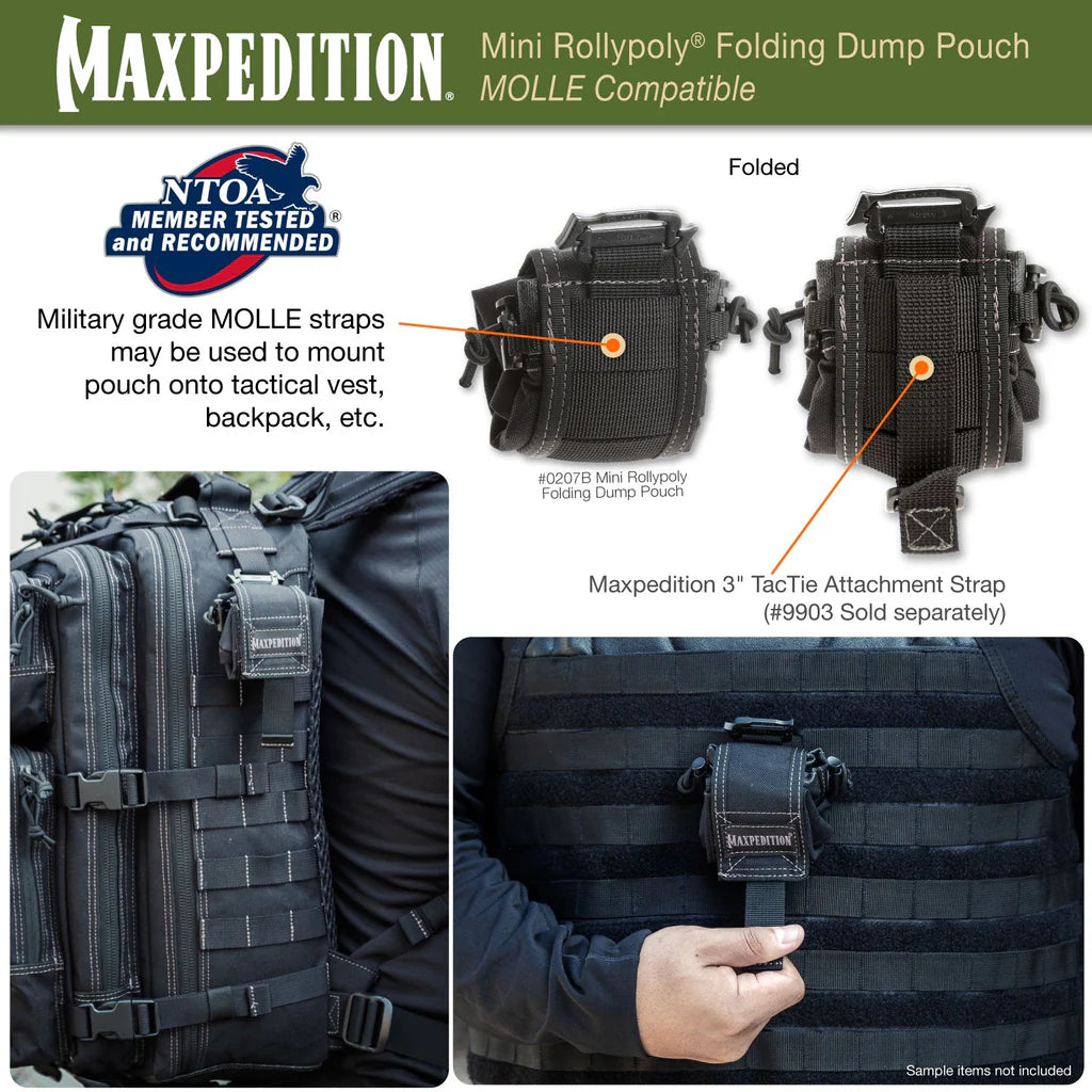 Maxpedition Mini Rollypoly Folding Dump Pouch, Black