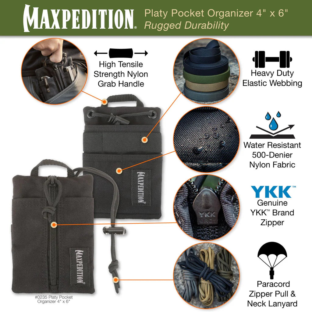 Maxpedition Platy Pocket Organizer 4" x 6", Black