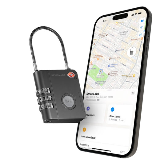 KeySmart® SmartLock Tracking Luggage Lock, Black