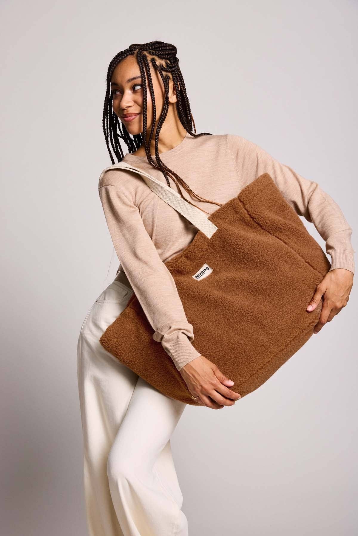 Hindbag Claude Teddy Tote Bag, Brown