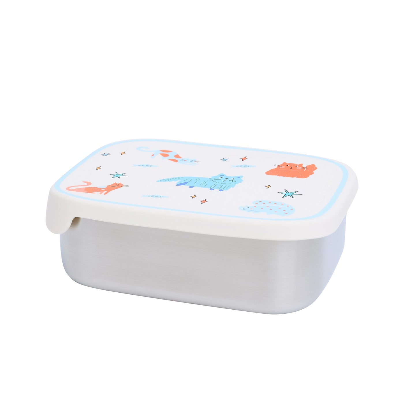 The Cotton Cloud Stainless Steel Lunchbox with Removable Compartments, Meowtiful Cats