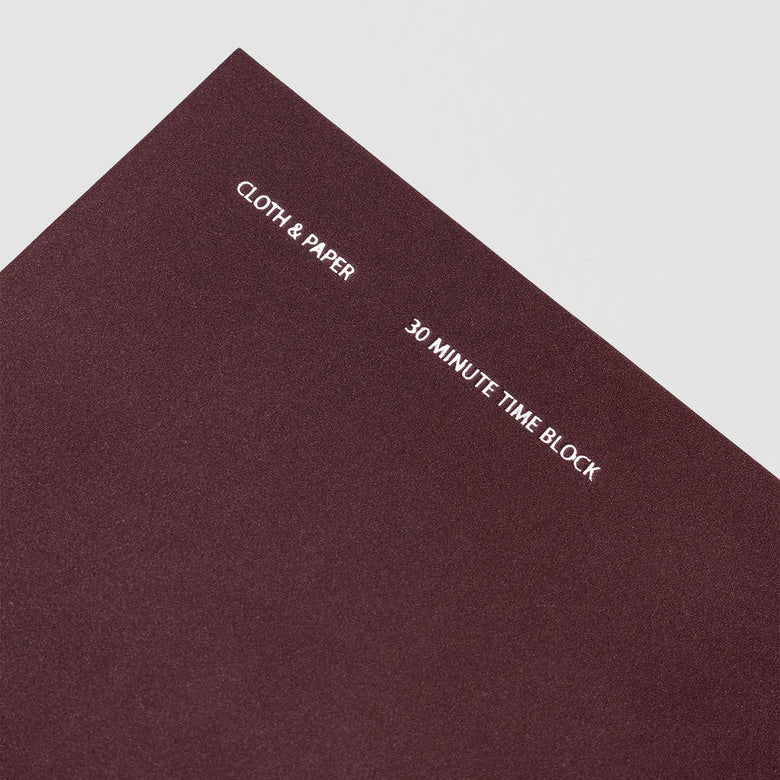 Cloth & Paper Travel Notebook Pocket Plus, 30 Minute Time Block Bordeaux