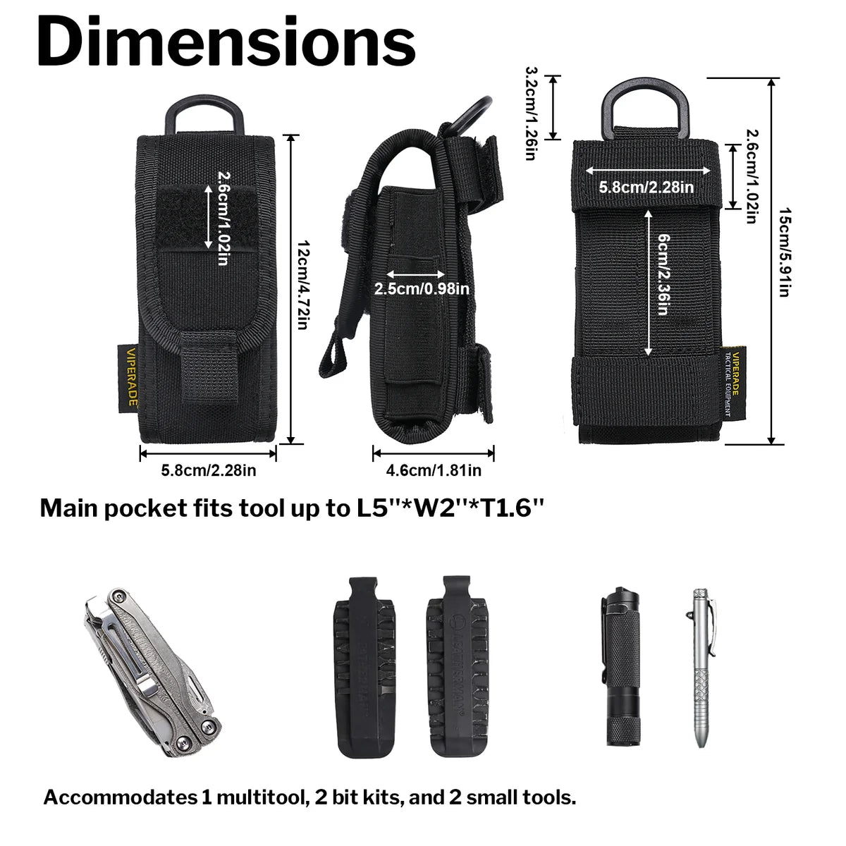 Viperade CHA9 Universal Multitool Sheath, Black