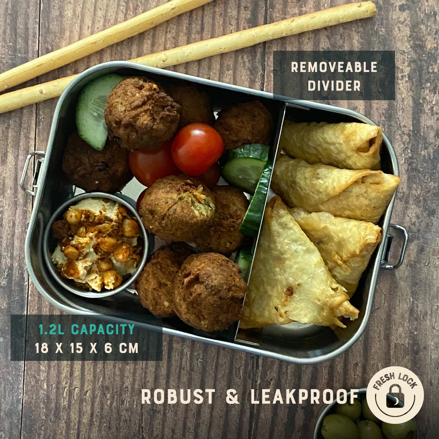 Moonmoon Stainless Steel Lunch Box, Medium 1.2L